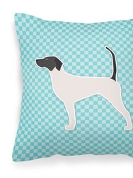 English Pointer  Checkerboard Blue Fabric Decorative Pillow