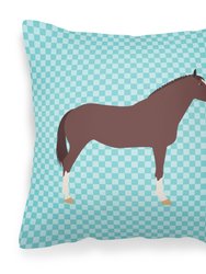 English Thoroughbred Horse Blue Check Fabric Decorative Pillow