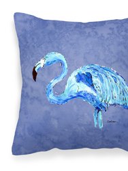 Flamingo On Slate Blue Fabric Decorative Pillow
