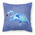 Flamingo On Slate Blue Fabric Decorative Pillow