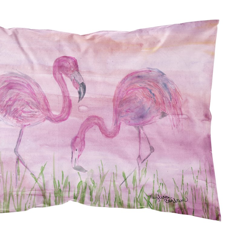 Caroline's Treasures Flamingos Fabric Standard Pillowcase In Pink