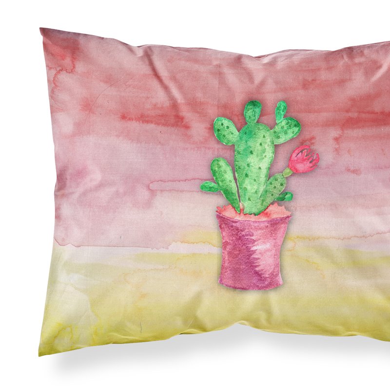 Caroline's Treasures Flowering Cactus Watercolor Fabric Standard Pillowcase