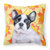 French Bulldog Black White Fall Fabric Decorative Pillow