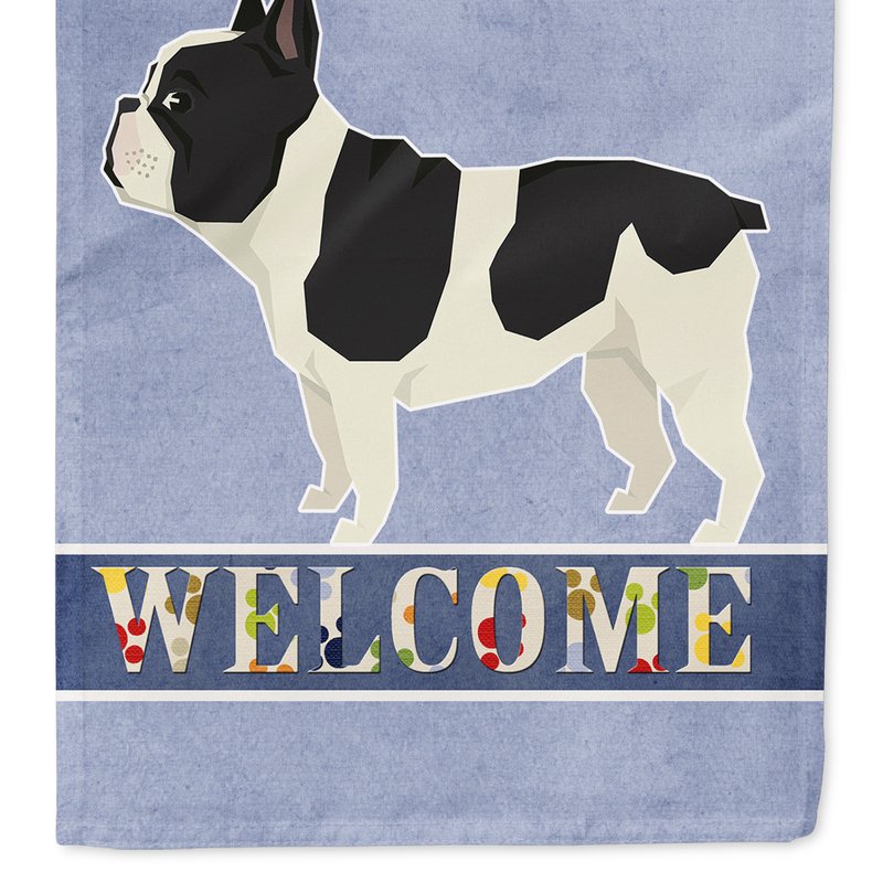 Caroline's Treasures French Bulldog Welcome Garden Flag 2-sided 2-ply In Blue