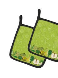 Fruits and Vegetables in Green BB5135DS66 Pair of Pot Holders