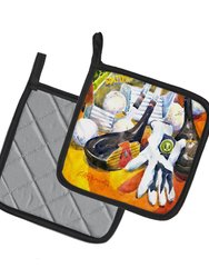 Golf Clubs, Ball and Glove Pair of Pot Holders