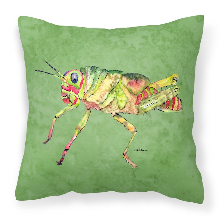 Grasshopper on Avacado Fabric Decorative Pillow