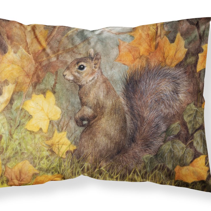 Caroline's Treasures Grey Squirrel In Fall Leaves Fabric Standard Pillowcase