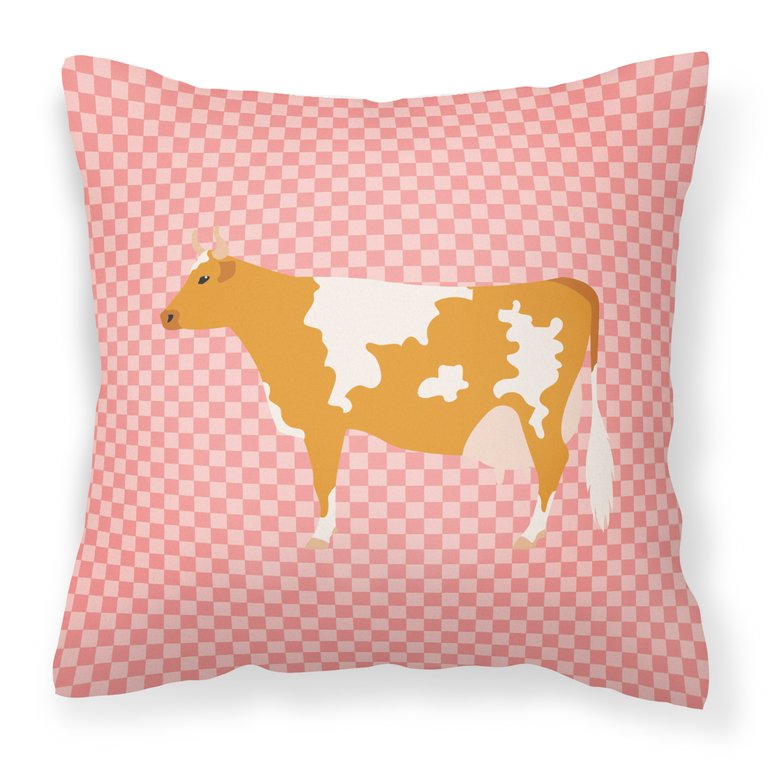 Guernsey Cow Pink Check Fabric Decorative Pillow