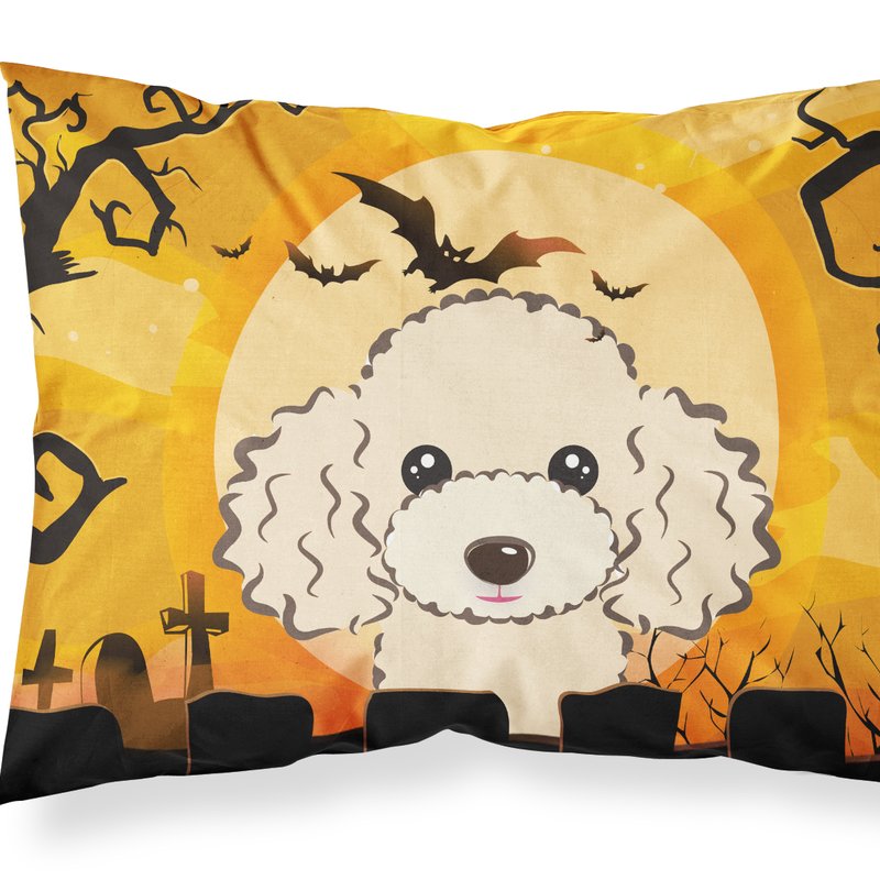 Caroline's Treasures Halloween Buff Poodle Fabric Standard Pillowcase In Orange