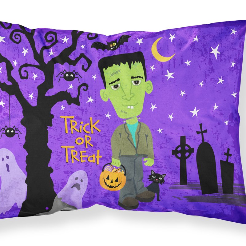 Caroline's Treasures Halloween Frankie Frankenstein Fabric Standard Pillowcase In Purple