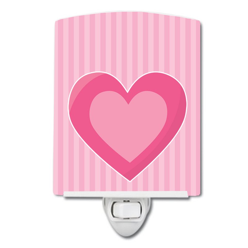 Shop Caroline's Treasures Hearts On Pink Stripes Ceramic Night Light