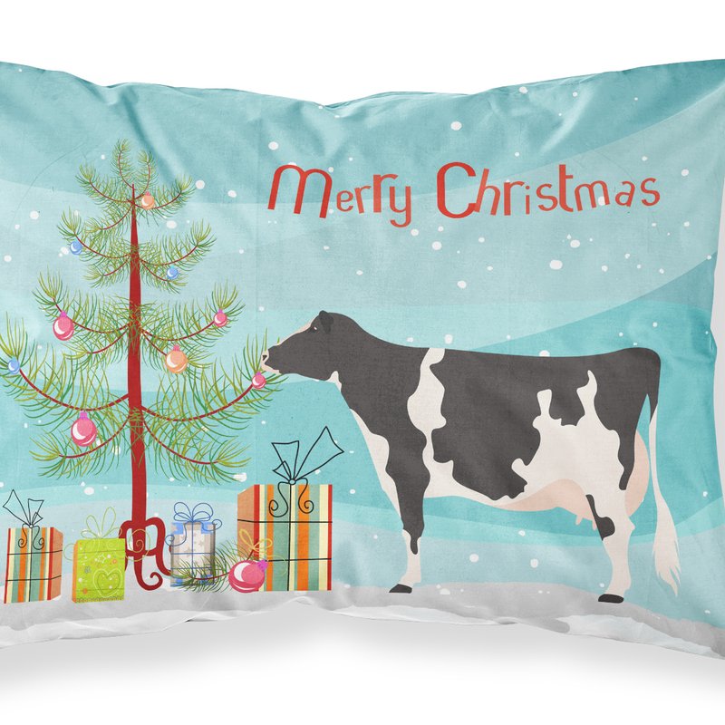 Caroline's Treasures Holstein Cow Christmas Fabric Standard Pillowcase