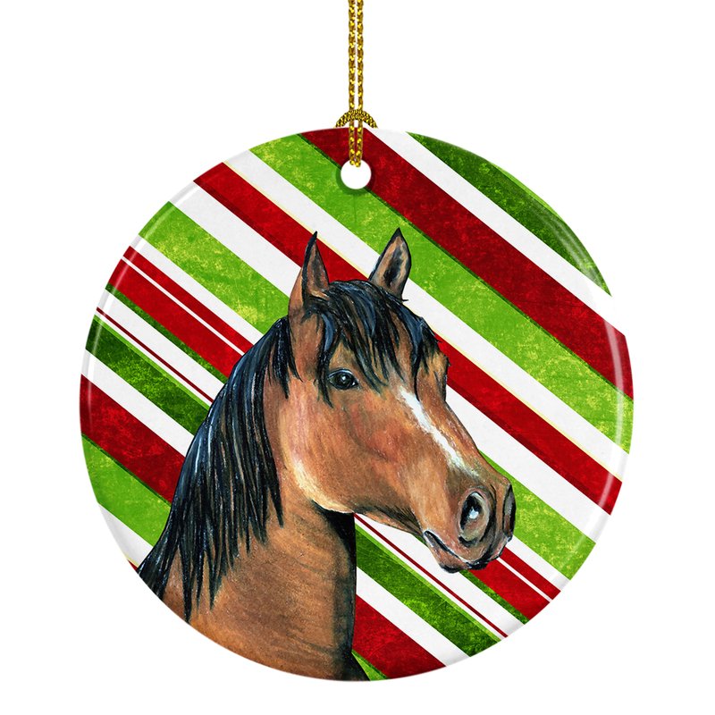 Caroline's Treasures Horse Candy Cane Holiday Christmas Ceramic Ornament
