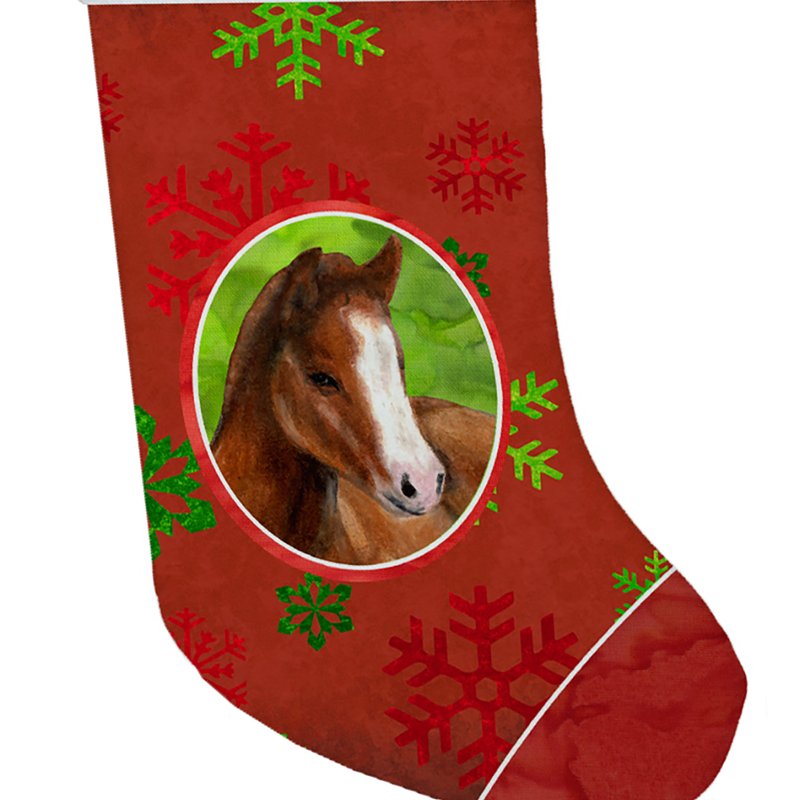 Caroline's Treasures Horse Foal Red Snowflakes Holiday Christmas Christmas Stocking