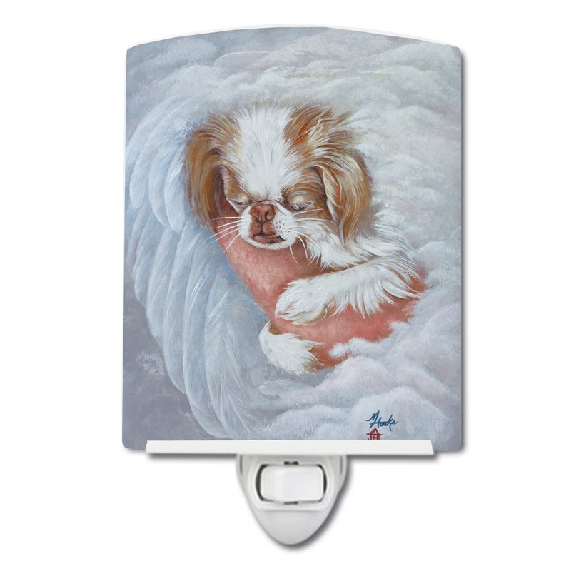 Shop Caroline's Treasures Japanese Chin In An Angels Arms Ceramic Night Light