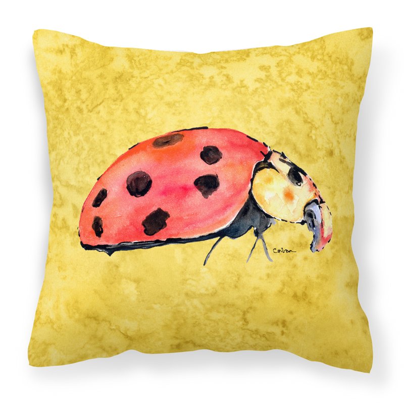 Caroline's Treasures Lady Bug On Yellow Fabric Decorative Pillow