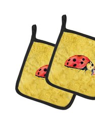 Lady Bug on Yellow Pair of Pot Holders