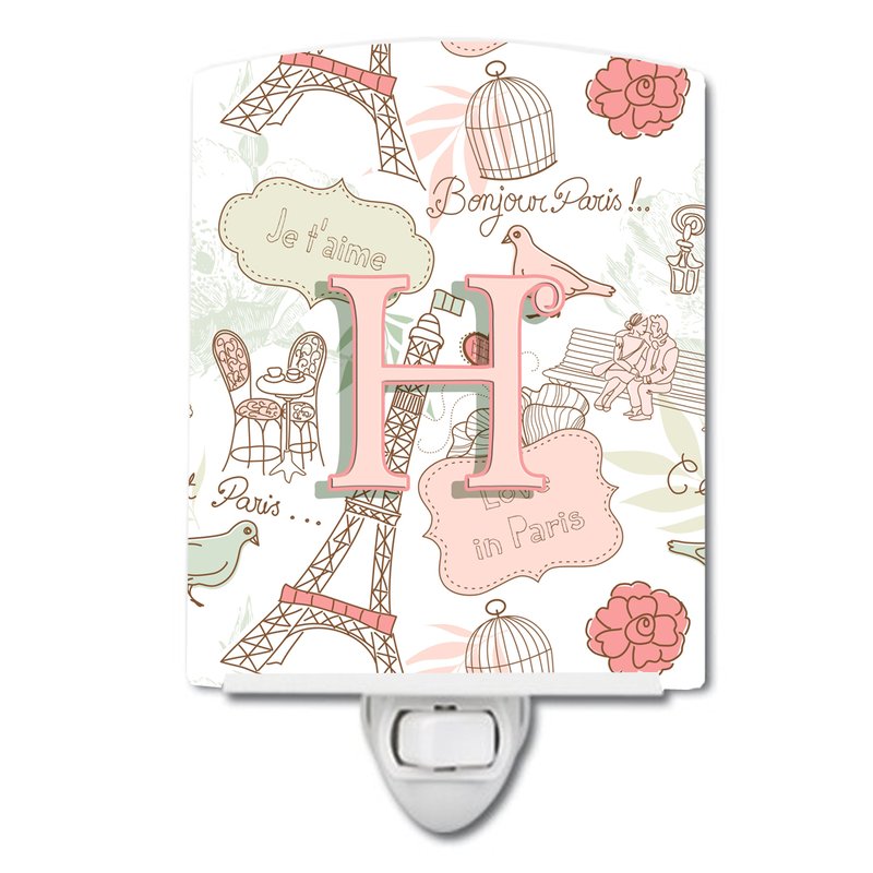 Shop Caroline's Treasures Letter H Love In Paris Pink Ceramic Night Light