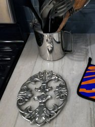 Letter L Initial Tiger Stripe Blue and Orange Pair of Pot Holders