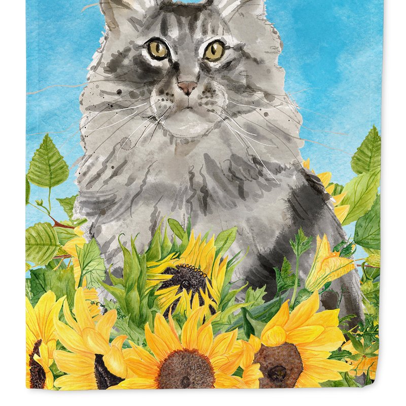 Caroline's Treasures Maine Coon In Sunflowers Garden Flag 2-sided 2-ply