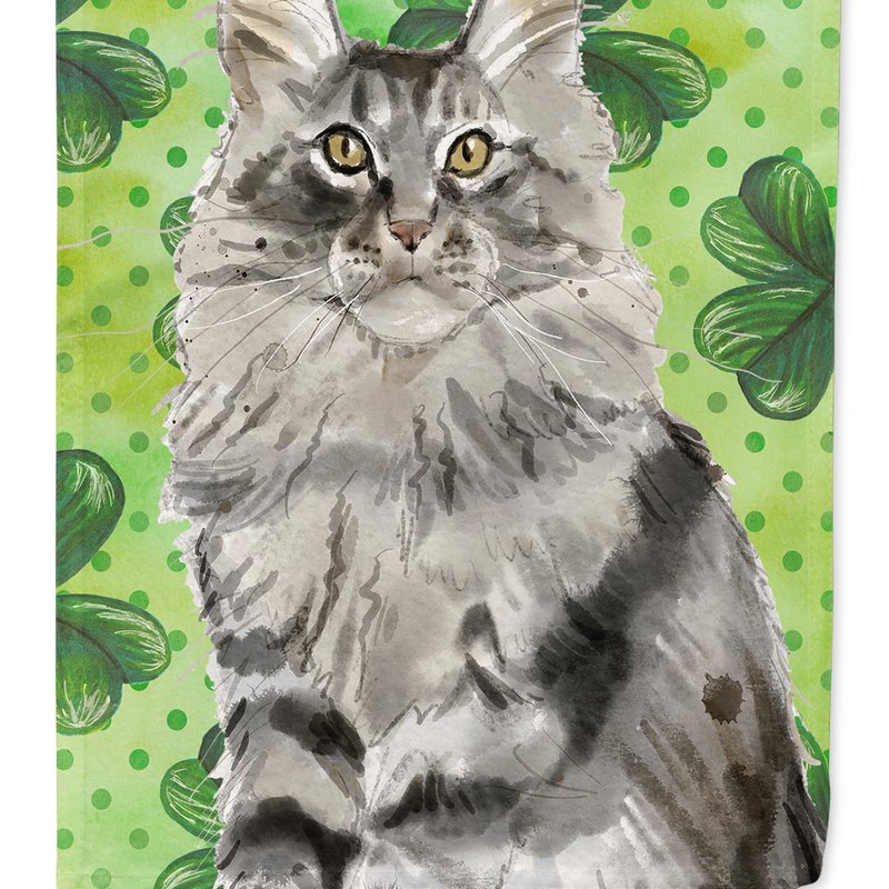 Caroline's Treasures Maine Coon St Patrick's Day Garden Flag 2-sided 2-ply In Animal Print