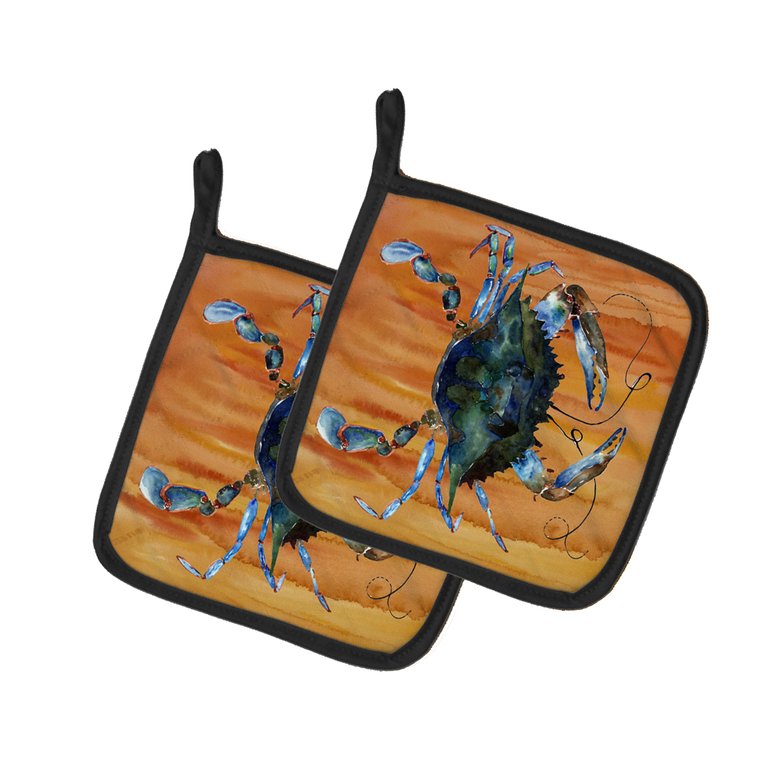 Male Blue Crab Spicy Hot Pair of Pot Holders