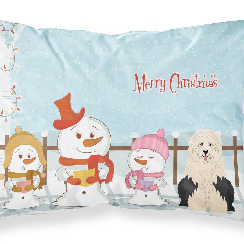 Caroline's Treasures Merry Christmas Carolers Old English Sheepdog Fabric Standard Pillowcase In Multi