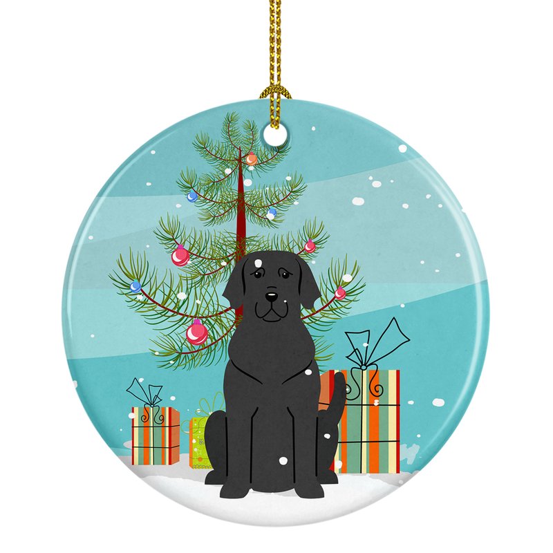 Caroline's Treasures Merry Christmas Tree Black Labrador Ceramic Ornament
