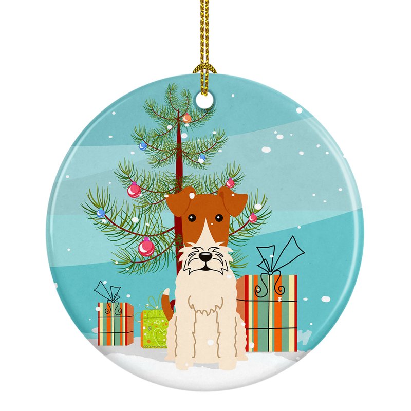 Caroline's Treasures Merry Christmas Tree Wire Fox Terrier Ceramic Ornament