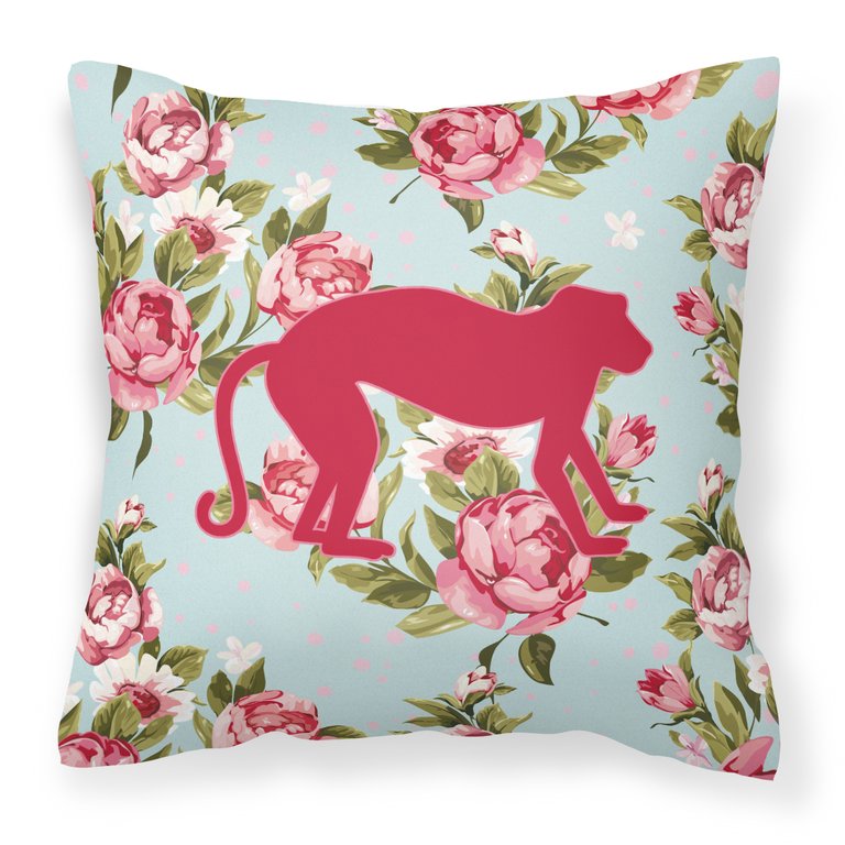 Monkey Shabby Chic Blue Roses BB1128 Fabric Decorative Pillow