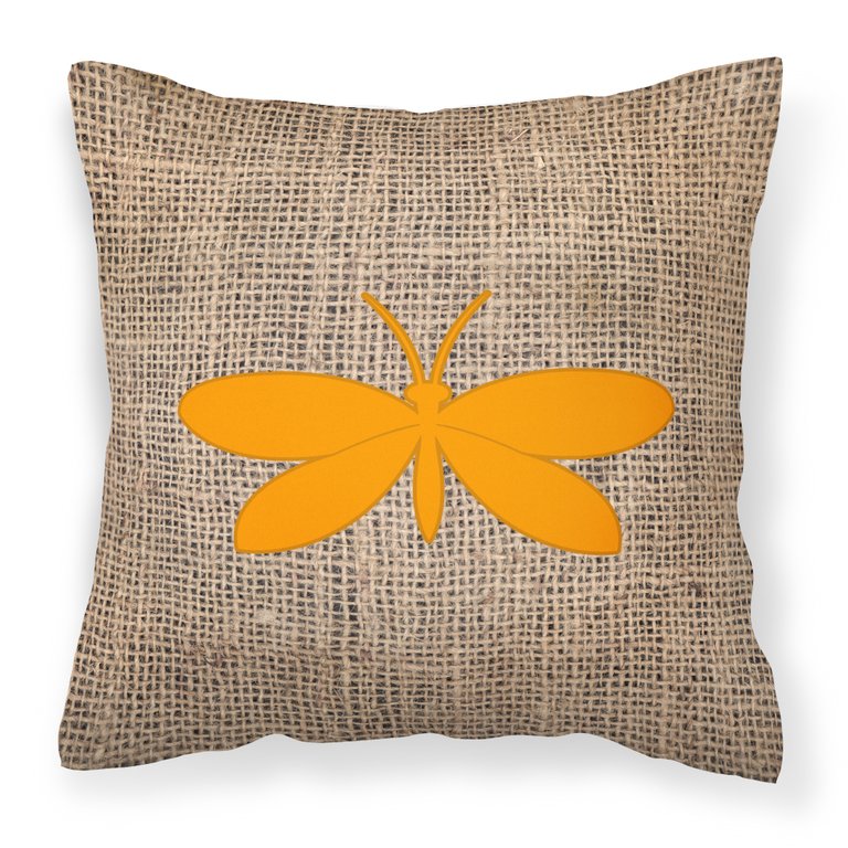Moth Burlap and Orange BB1055 Fabric Decorative Pillow