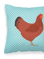 New Hampshire Red Chicken Blue Check Fabric Decorative Pillow