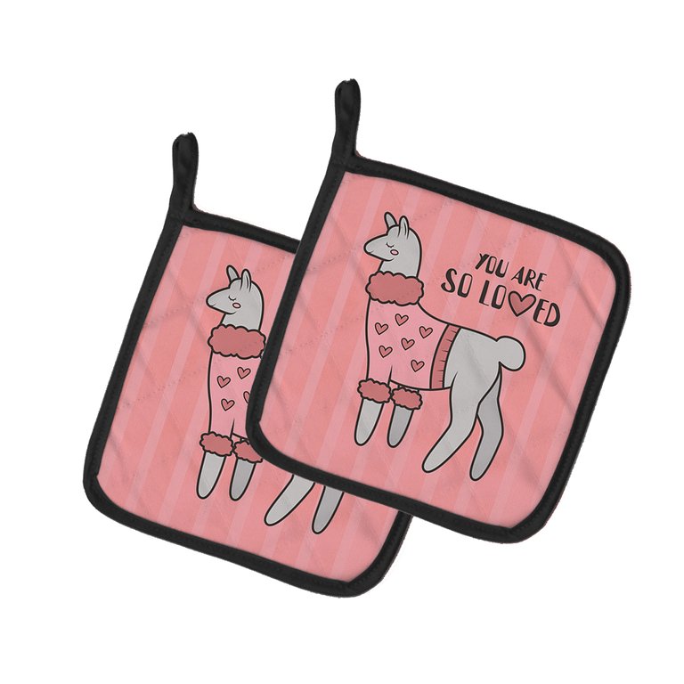Nursery You are so Loved Llama Pair of Pot Holders