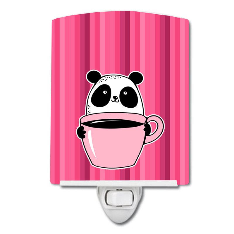 Caroline's Treasures Panda Bear Coffee Ceramic Night Light In Pink