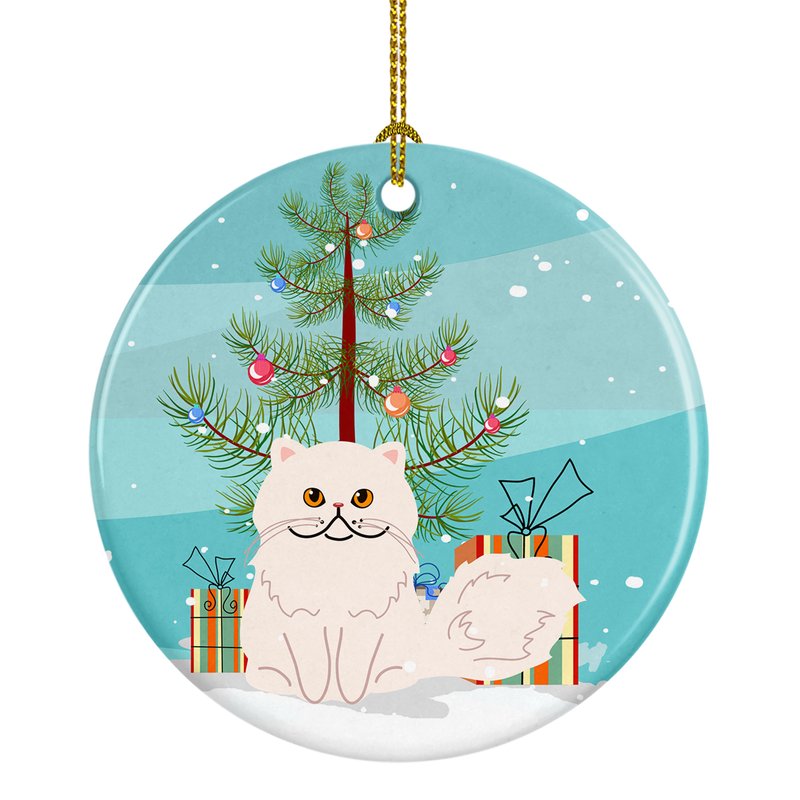 Caroline's Treasures Persian Cat Merry Christmas Tree Ceramic Ornament In Multi