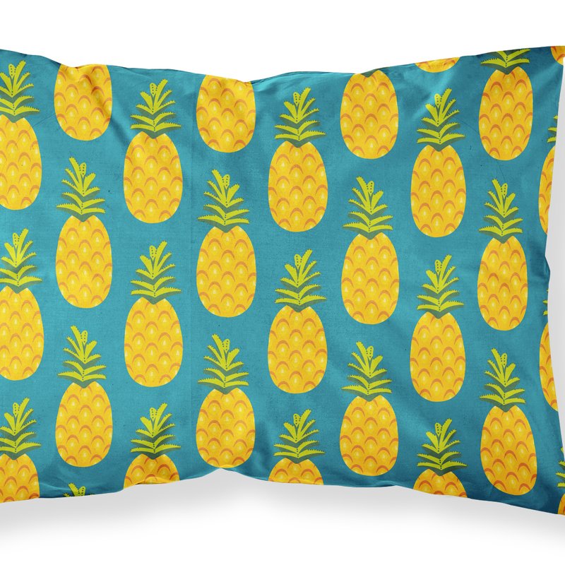 Caroline's Treasures Pineapples On Teal Fabric Standard Pillowcase