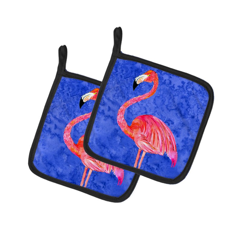 Pink Flamingo Pair of Pot Holders