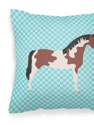 Pinto Horse Blue Check Fabric Decorative Pillow