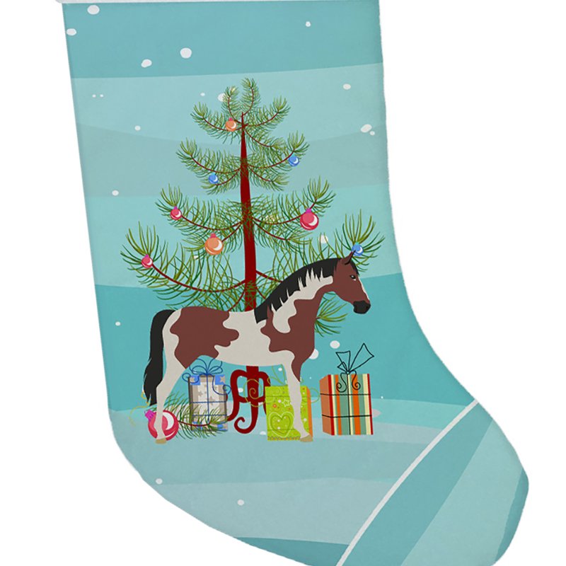 Caroline's Treasures Pinto Horse Christmas Christmas Stocking In Blue