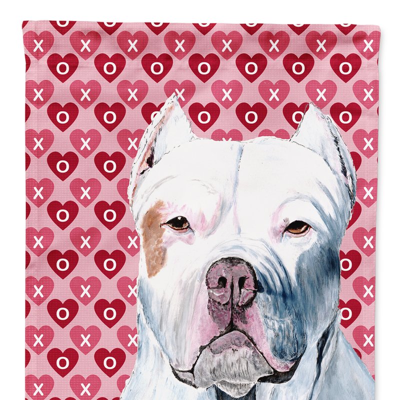 Caroline's Treasures Pit Bull Hearts Love And Valentine's Day Portrait Garden Flag 2-sided 2-ply In Pink