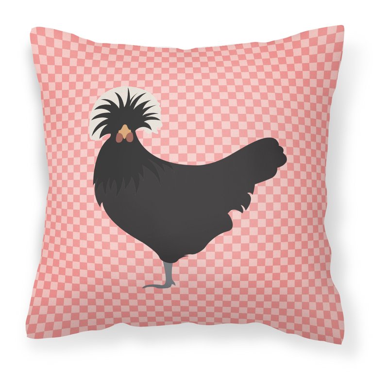 Polish Poland Chicken Pink Check Fabric Decorative Pillow