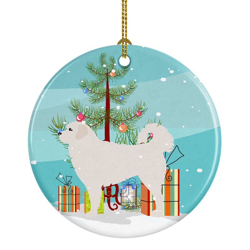 Caroline's Treasures Polish Tatra Sheepdog Merry Christmas Tree Ceramic Ornament