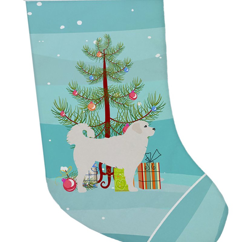 Caroline's Treasures Polish Tatra Sheepdog Merry Christmas Tree Christmas Stocking In Animal Print