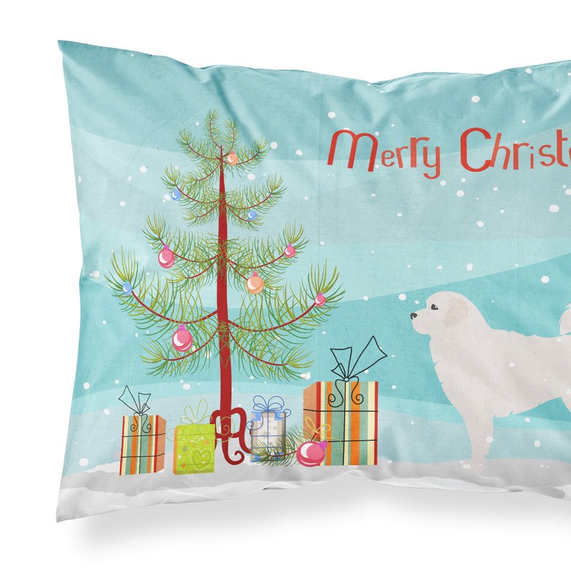 Caroline's Treasures Polish Tatra Sheepdog Merry Christmas Tree Fabric Standard Pillowcase In Multi