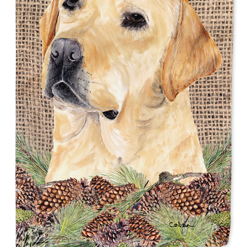 Caroline's Treasures Polyester Labrador Faux Burlap And Pine Cones Garden Flag 2-sided 2-ply In Neutral