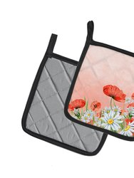 Poppies and Chamomiles Pair of Pot Holders