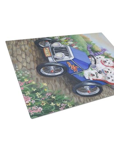 Caroline's Treasures PPP3209LCB Westie Hot Rod Glass Cutting Board - Large product