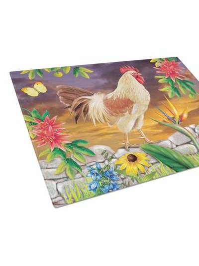 Caroline's Treasures PRS4025LCB White Rooster Glass Cutting Board - Large product