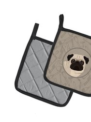 Pug In the Kitchen Pair of Pot Holders